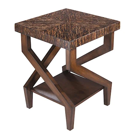 Geometric Accent Table with Coco Twig Woven Top